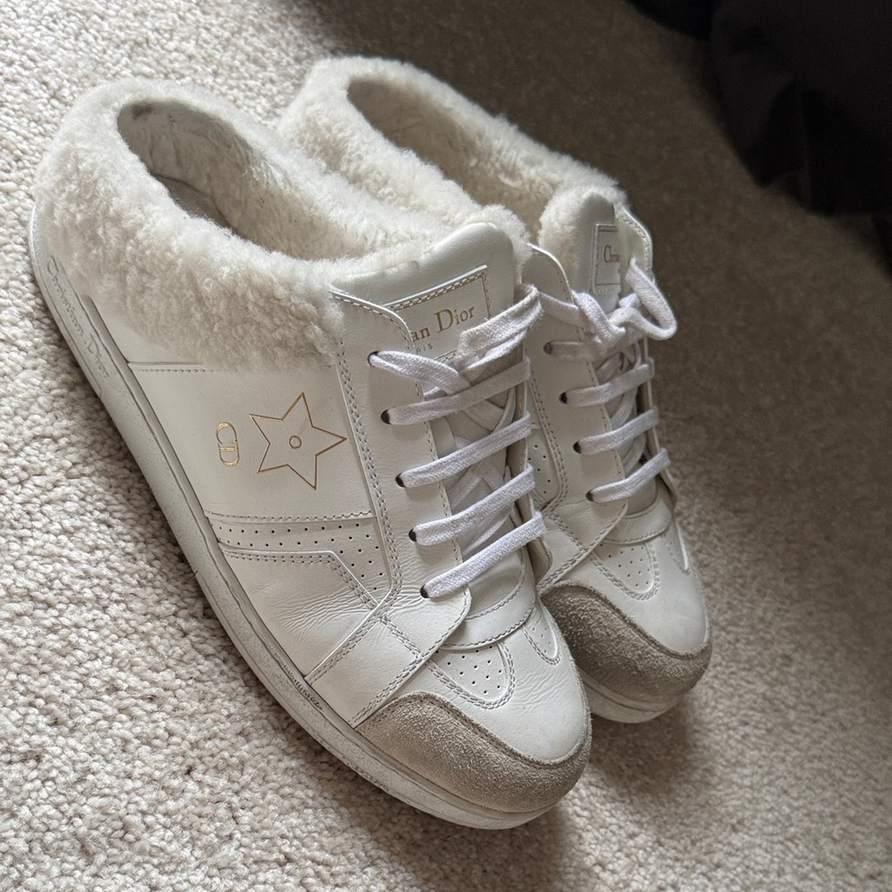 RARE Dior Fur-Trimmed backless star Sneaker